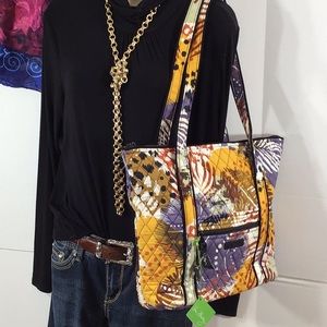 Vera Bradley Villager painted feathers tote bag NWT
